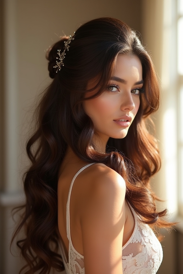 charming voluminous half up hairstyle