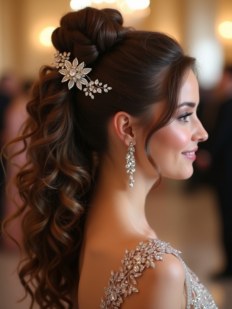 textured ponytail with accessories